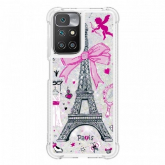 Coque Xiaomi Redmi 10 La Tour Eiffel Paillettes