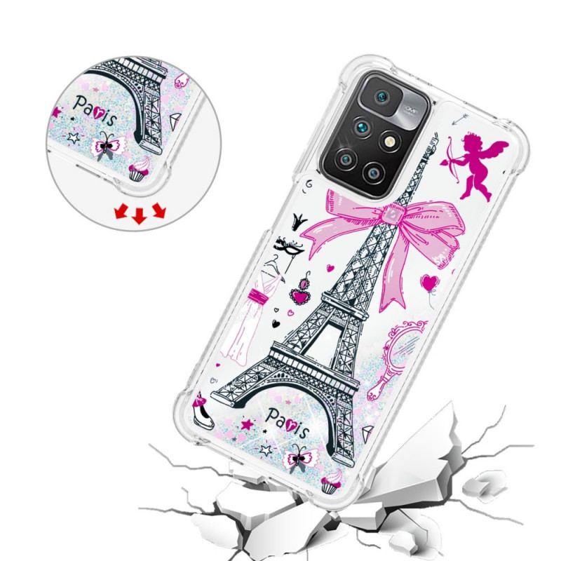 Coque Xiaomi Redmi 10 La Tour Eiffel Paillettes