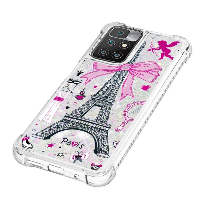 Coque Xiaomi Redmi 10 La Tour Eiffel Paillettes