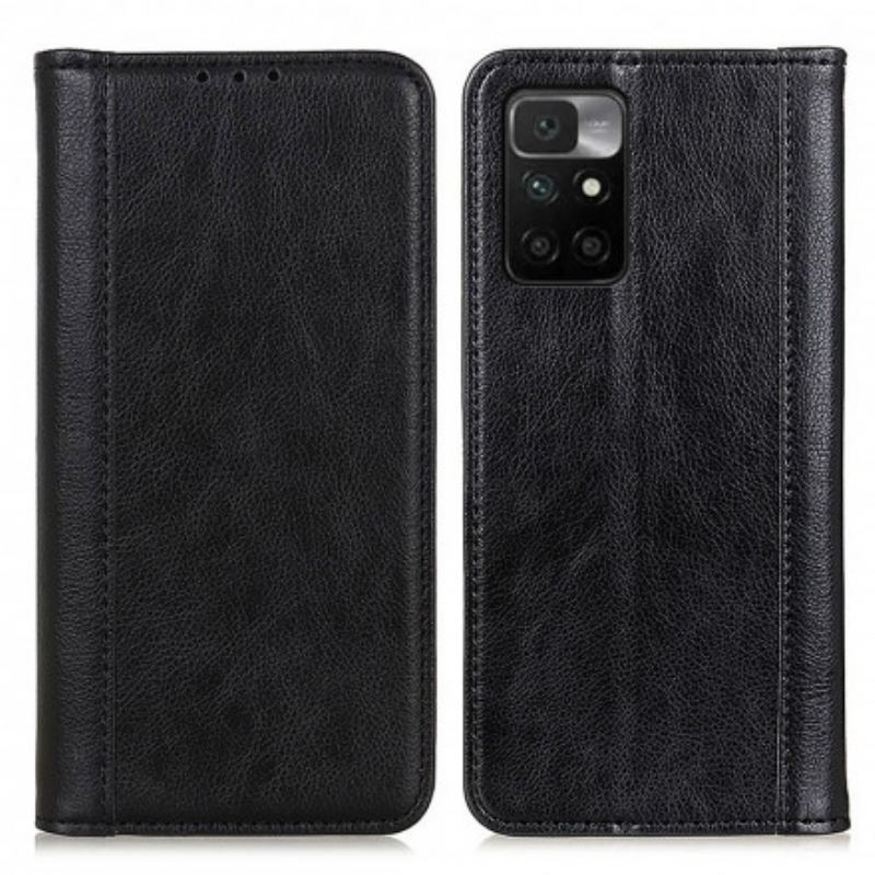 Flip Cover Xiaomi Redmi 10 Cuir Litchi Fendu Élégance