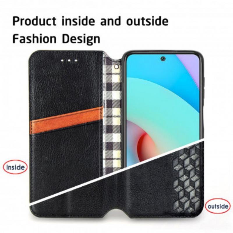 Flip Cover Xiaomi Redmi 10 Effet Cuir Texture Diamant