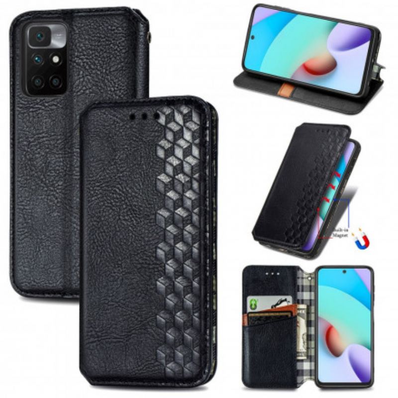 Flip Cover Xiaomi Redmi 10 Effet Cuir Texture Diamant