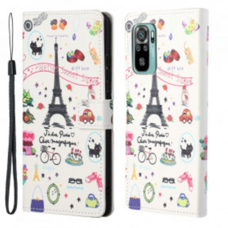 Housse Xiaomi Redmi 10 J'adore Paris à Lanière