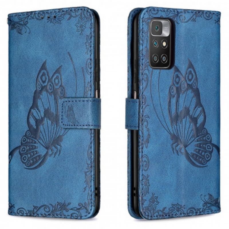 Housse Xiaomi Redmi 10 Papillon Baroque à Lanière