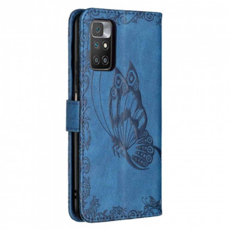 Housse Xiaomi Redmi 10 Papillon Baroque à Lanière