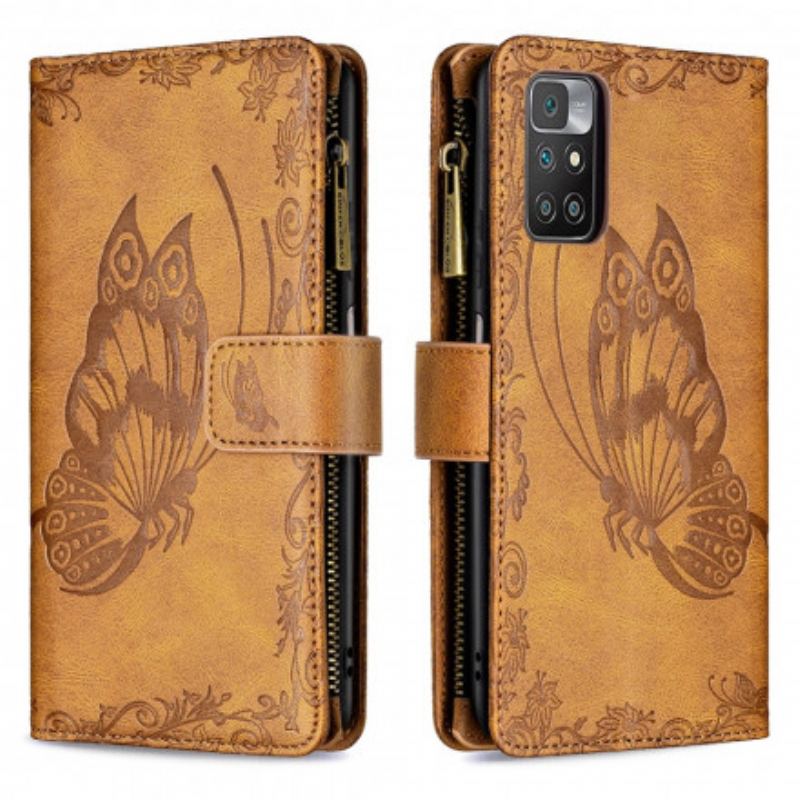 Housse Xiaomi Redmi 10 Papillon Baroque Poche Zippée