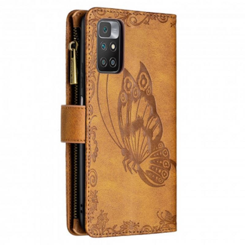 Housse Xiaomi Redmi 10 Papillon Baroque Poche Zippée