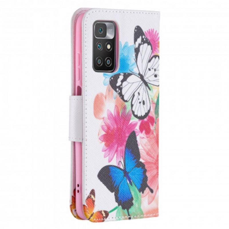 Housse Xiaomi Redmi 10 Papillons et Fleurs Peints