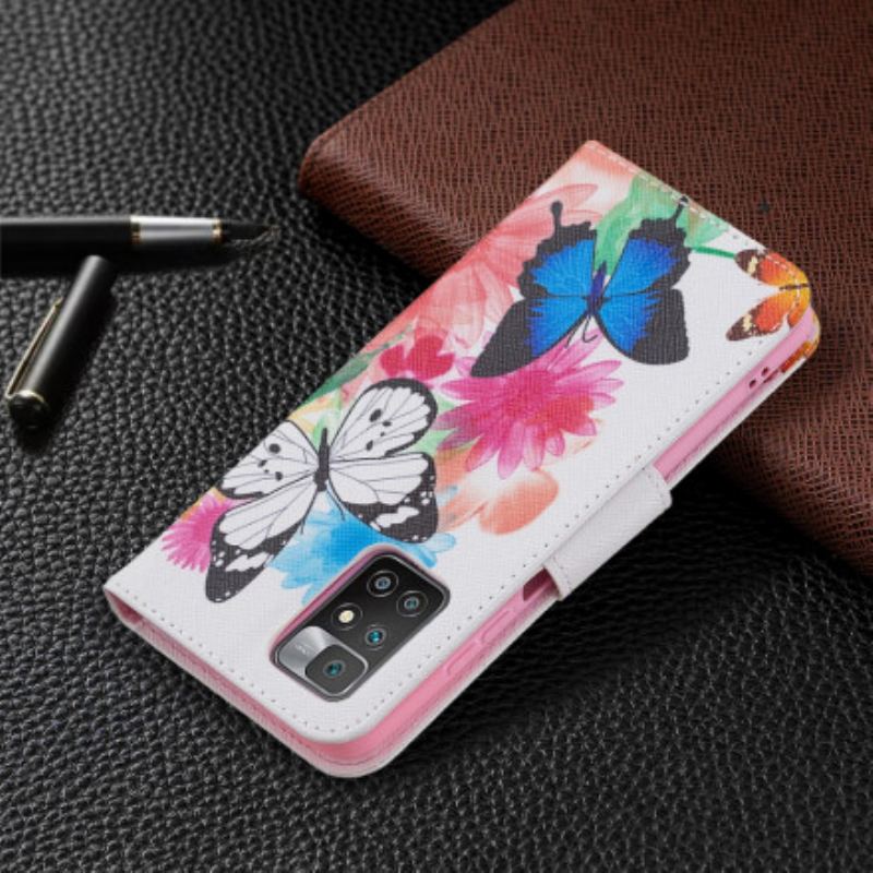 Housse Xiaomi Redmi 10 Papillons et Fleurs Peints