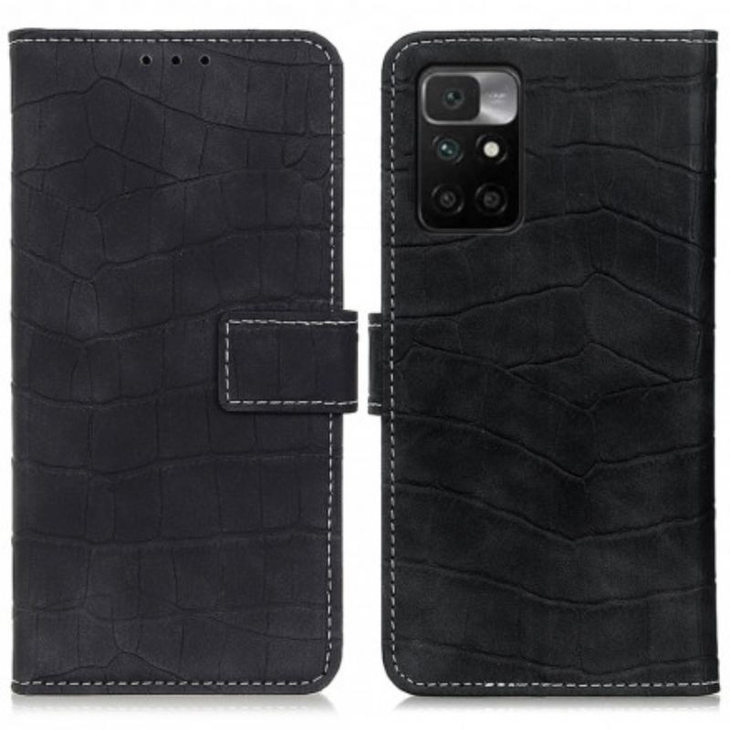 Housse Xiaomi Redmi 10 Style Peau de Crocodile Vintage