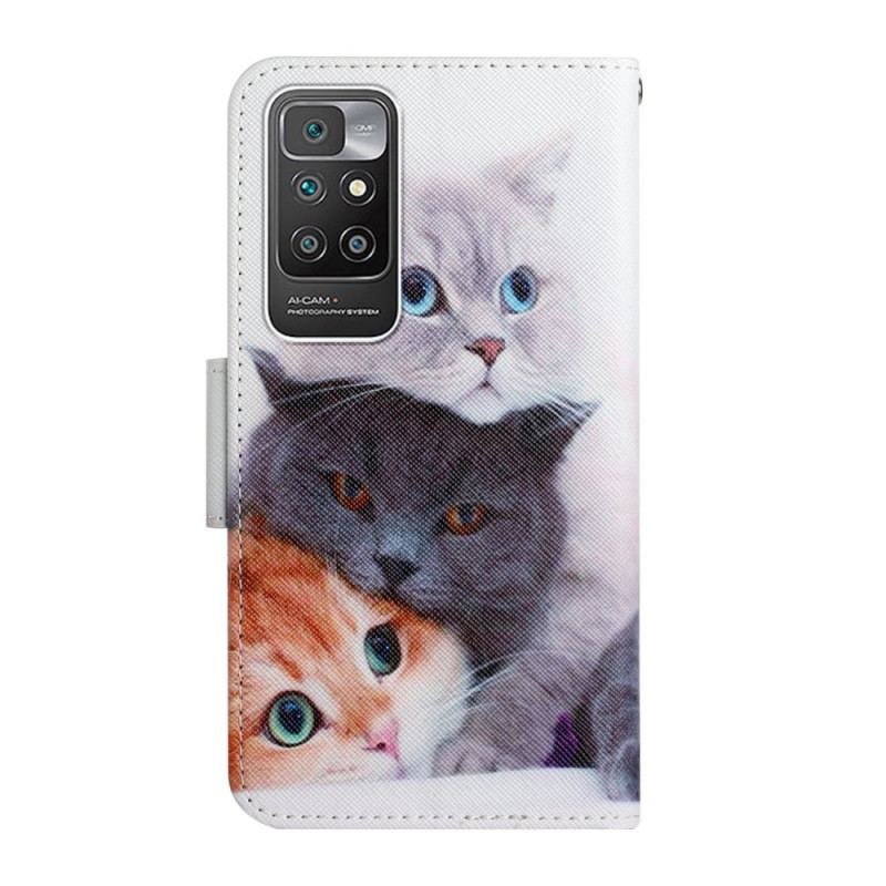 Housse Xiaomi Redmi 10 Tas de Chats Lanière