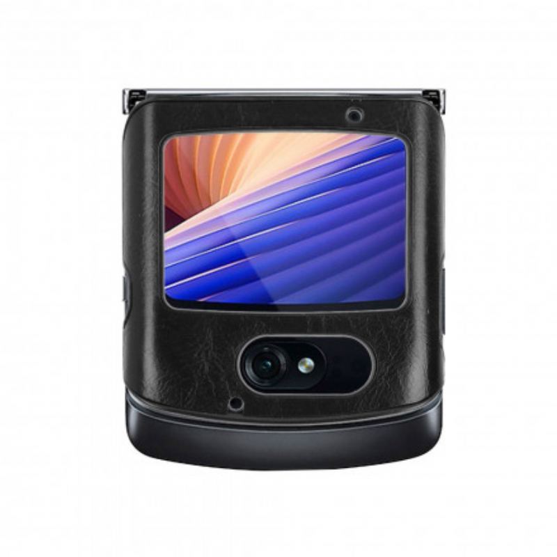 Coque Motorola Razr 5G Simili Cuir Coutures