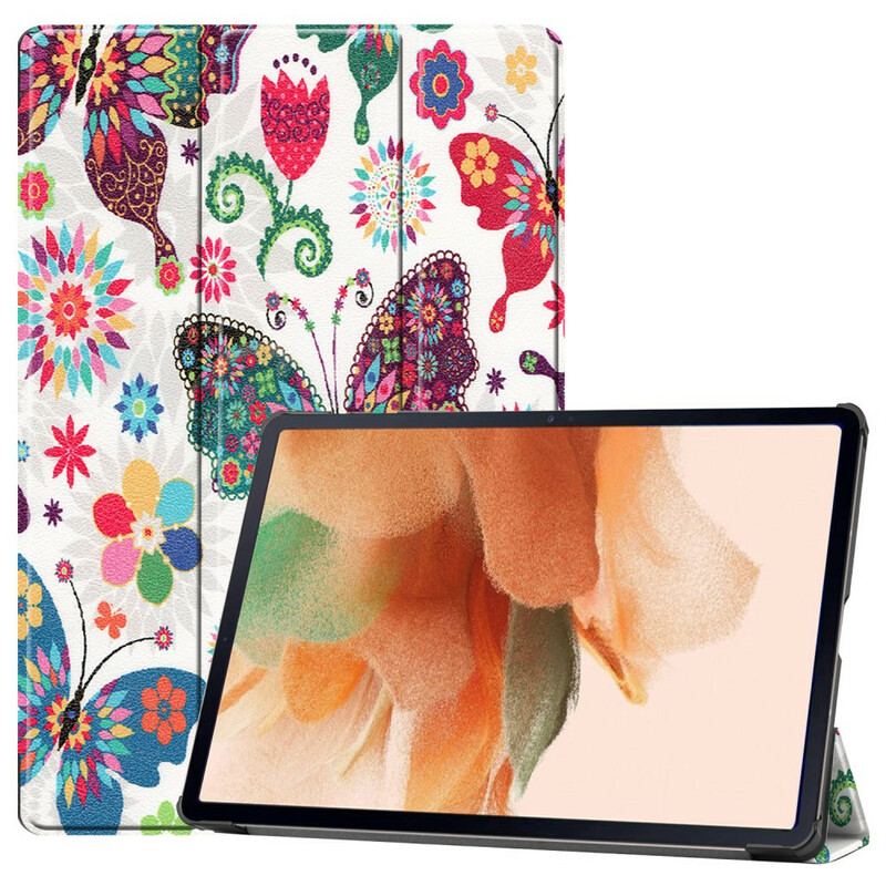 Smart Case Samsung Galaxy Tab S7 FE Porte-Stylet Fleurs Vintages