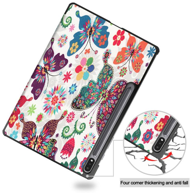 Smart Case Samsung Galaxy Tab S7 FE Porte-Stylet Fleurs Vintages