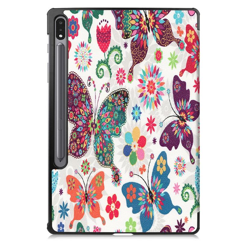 Smart Case Samsung Galaxy Tab S7 FE Porte-Stylet Fleurs Vintages