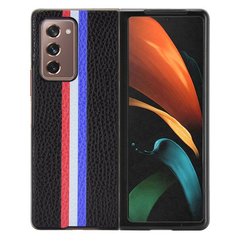 Coque Samsung Galaxy Z Fold2 Simili Cuir Litchi Tricolore