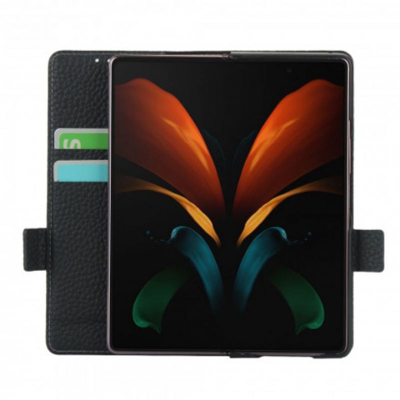 Housse Samsung Galaxy Z Fold2 Cuir Litchi Véritable