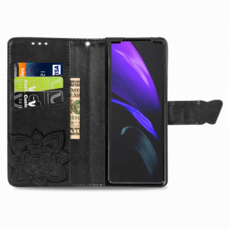 Housse Samsung Galaxy Z Fold2 Papillon Design avec Lanière