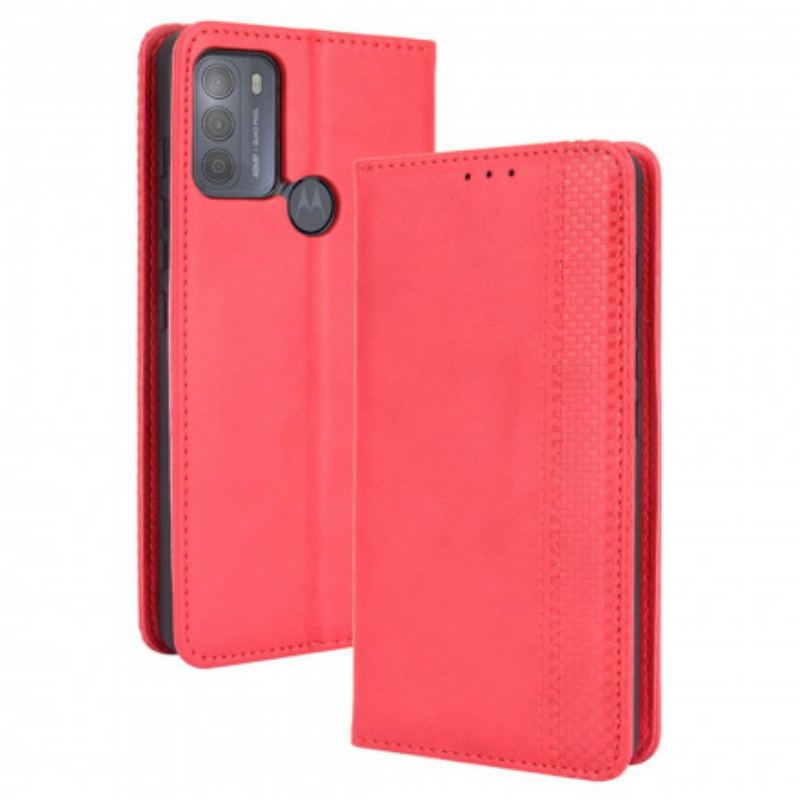 Flip Cover Moto G50 Effet Cuir Vintage Stylisé