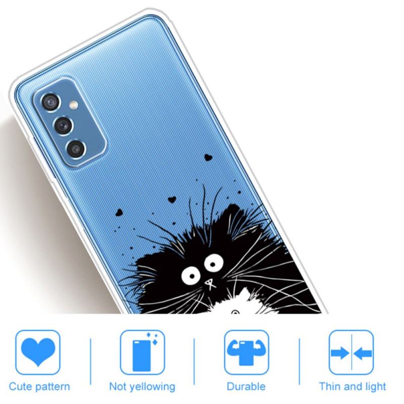 Coque Samsung Galaxy M52 5G Chats Noir et Blanc