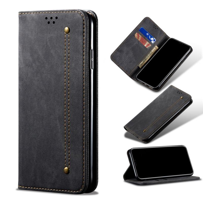 Flip Cover Samsung Galaxy M52 5G Tissu Jeans