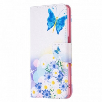 Housse Samsung Galaxy M52 5G Papillon et Fleurs