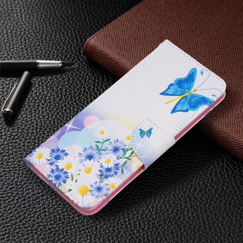 Housse Samsung Galaxy M52 5G Papillon et Fleurs