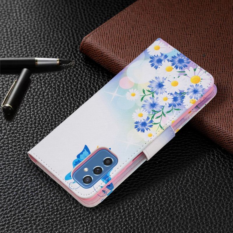 Housse Samsung Galaxy M52 5G Papillon et Fleurs