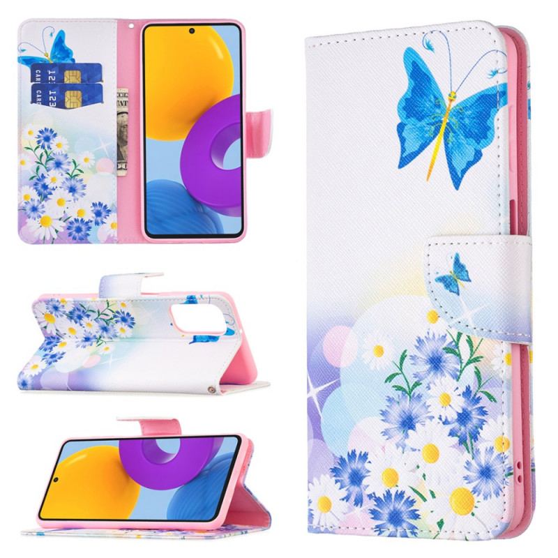 Housse Samsung Galaxy M52 5G Papillon et Fleurs