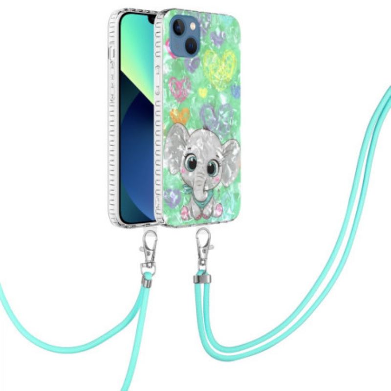 Coque iPhone 14 à Cordon Éléphant Stylé