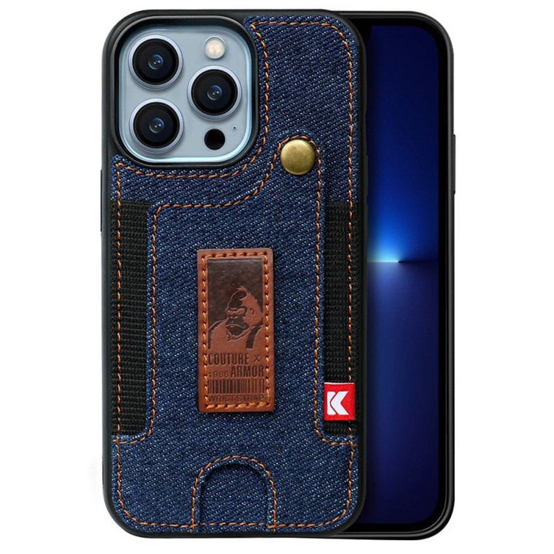 Coque iPhone 14 Porte-Cartes et Sangle Jeans