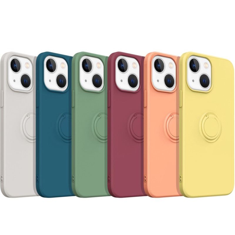 Coque iPhone 14 Silicone Liquide Anneau et Lanière