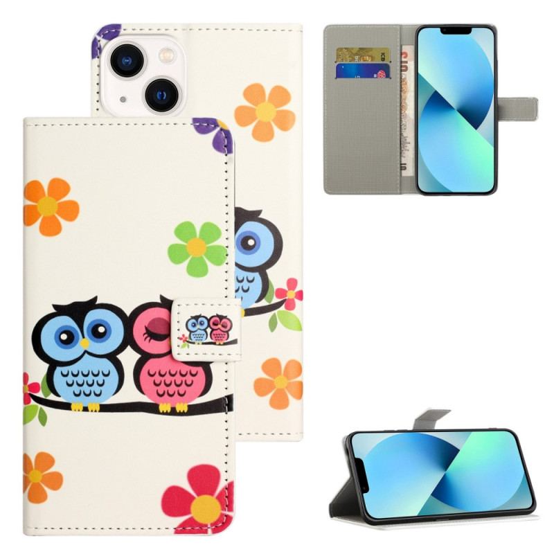 Housse iPhone 14 Couple de Hiboux