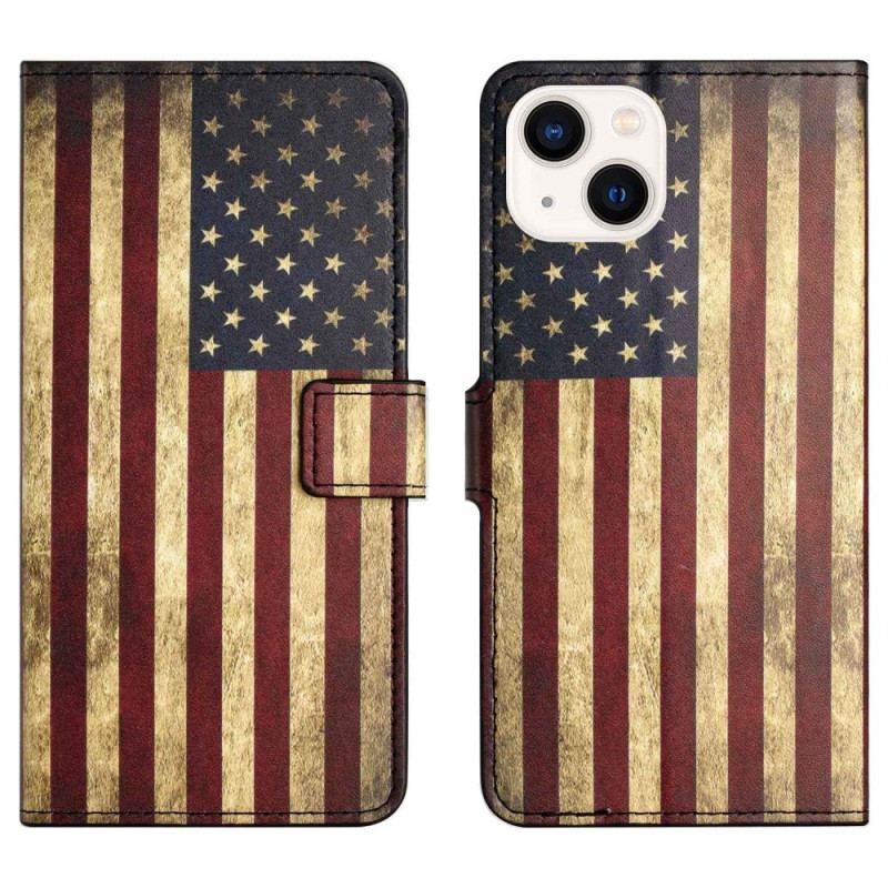 Housse iPhone 14 Drapeau Américain Vintage