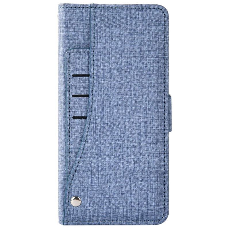 Housse iPhone 14 Jeans avec Porte-Cartes Rotatif