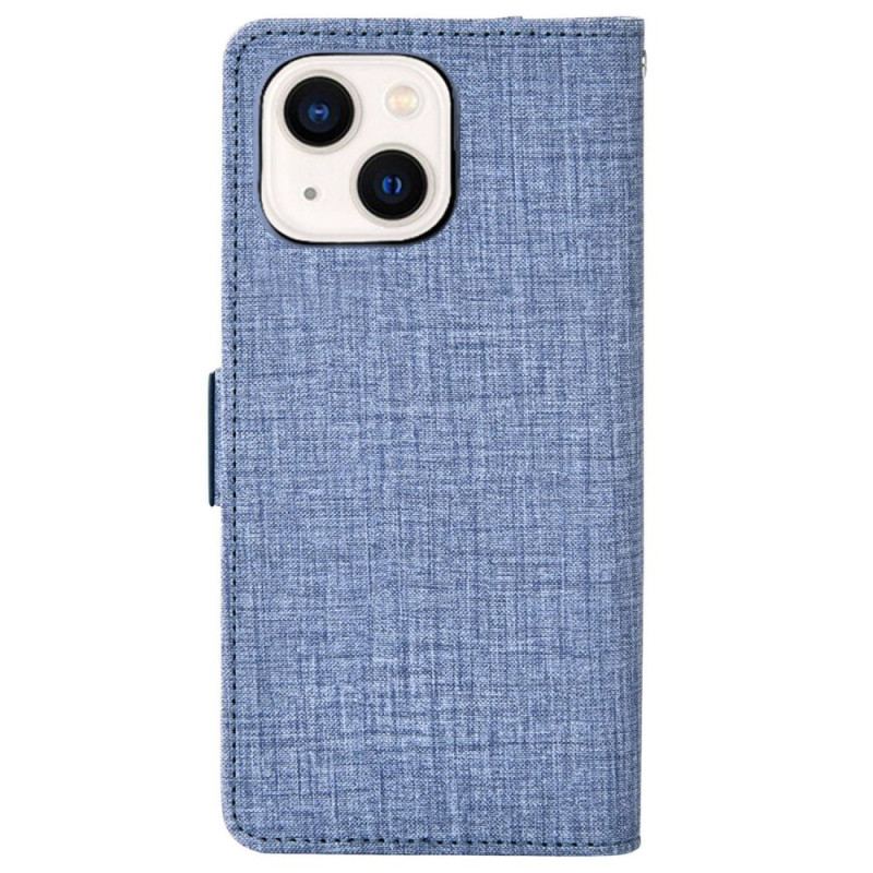 Housse iPhone 14 Jeans avec Porte-Cartes Rotatif