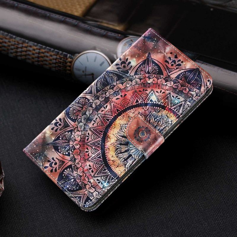 Housse iPhone 14 Pro Mandala Coloré à Lanière