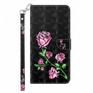 Housse iPhone 14 Roses à Lanière