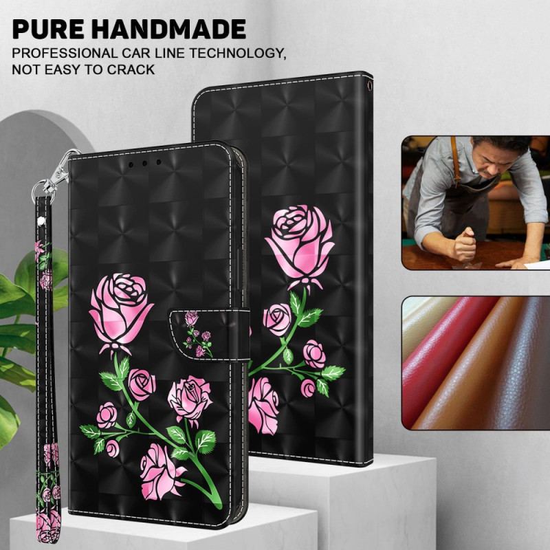 Housse iPhone 14 Roses à Lanière