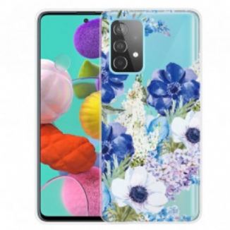 Coque Samsung Galaxy A32 5G Fleurs Bleues Aquarelle