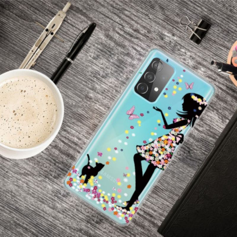 Coque Samsung Galaxy A32 5G Jeune Fille Fleurie