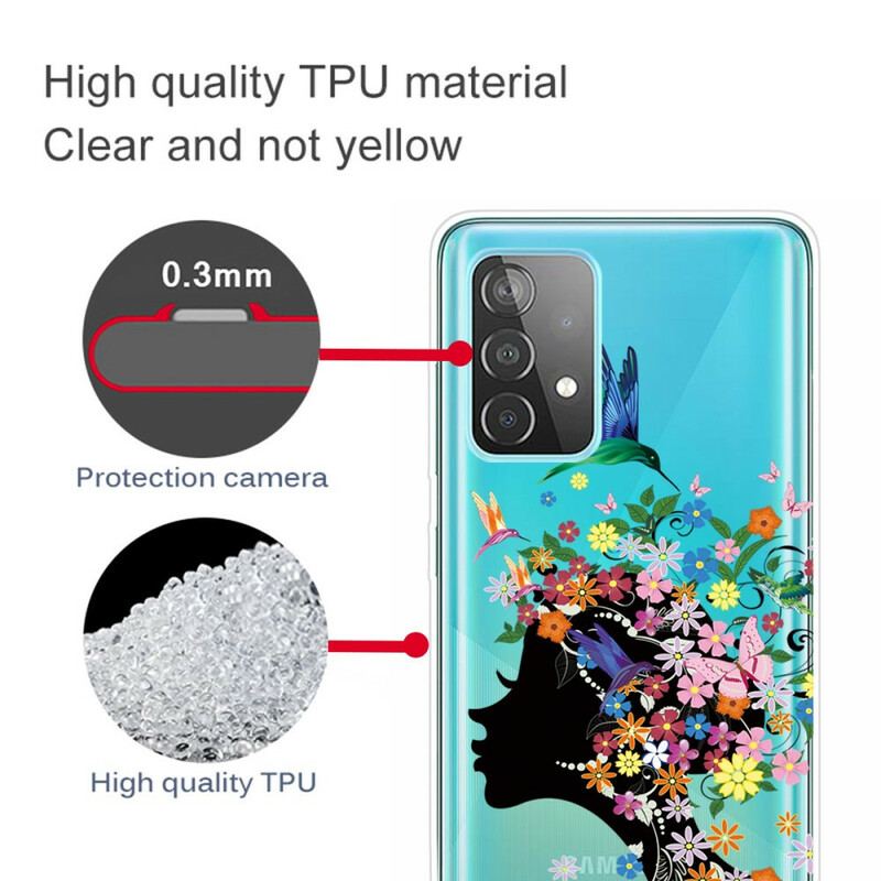 Coque Samsung Galaxy A32 5G Jolie Tête Fleurie