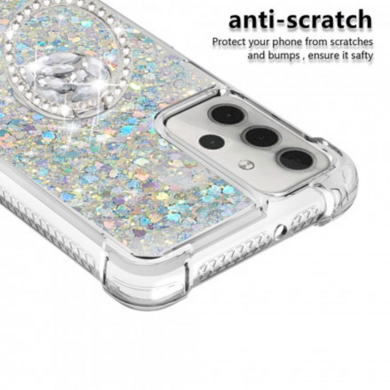 Coque Samsung Galaxy A32 5G Paillettes avec Anneau-Support