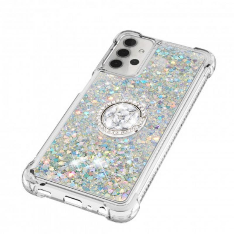 Coque Samsung Galaxy A32 5G Paillettes avec Anneau-Support