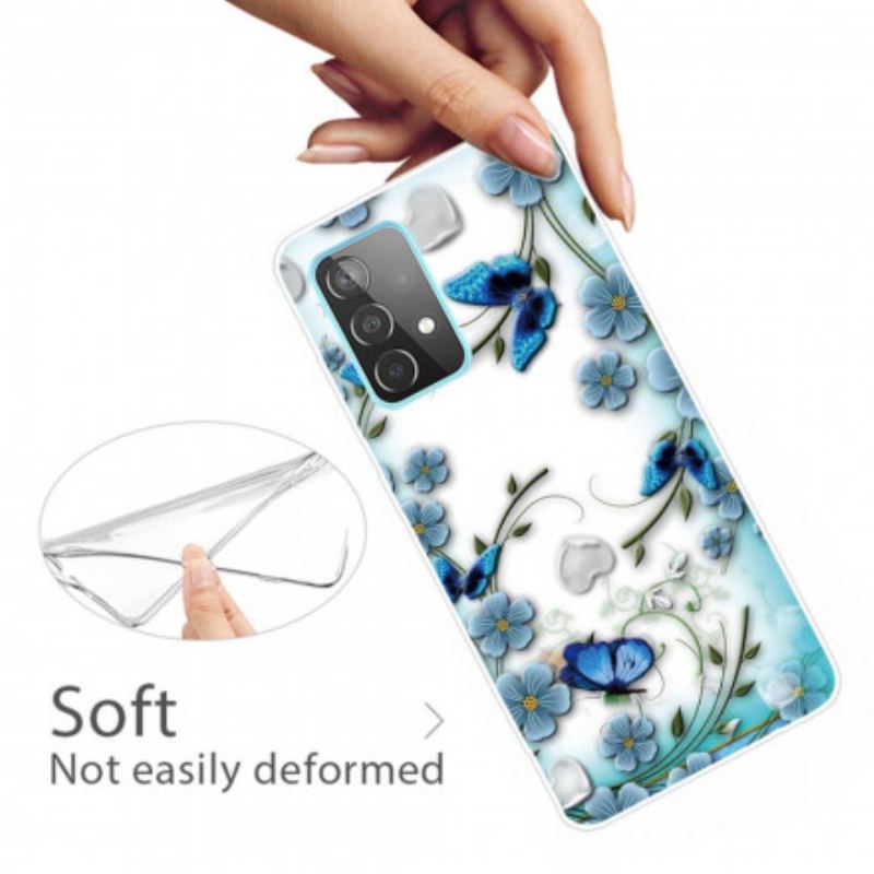 Coque Samsung Galaxy A32 5G Papillons et Fleurs Rétros