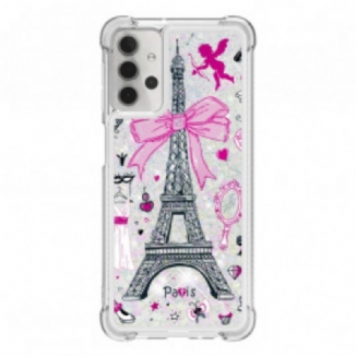 Coque Samsung Galaxy A32 5G La Tour Eiffel Paillettes