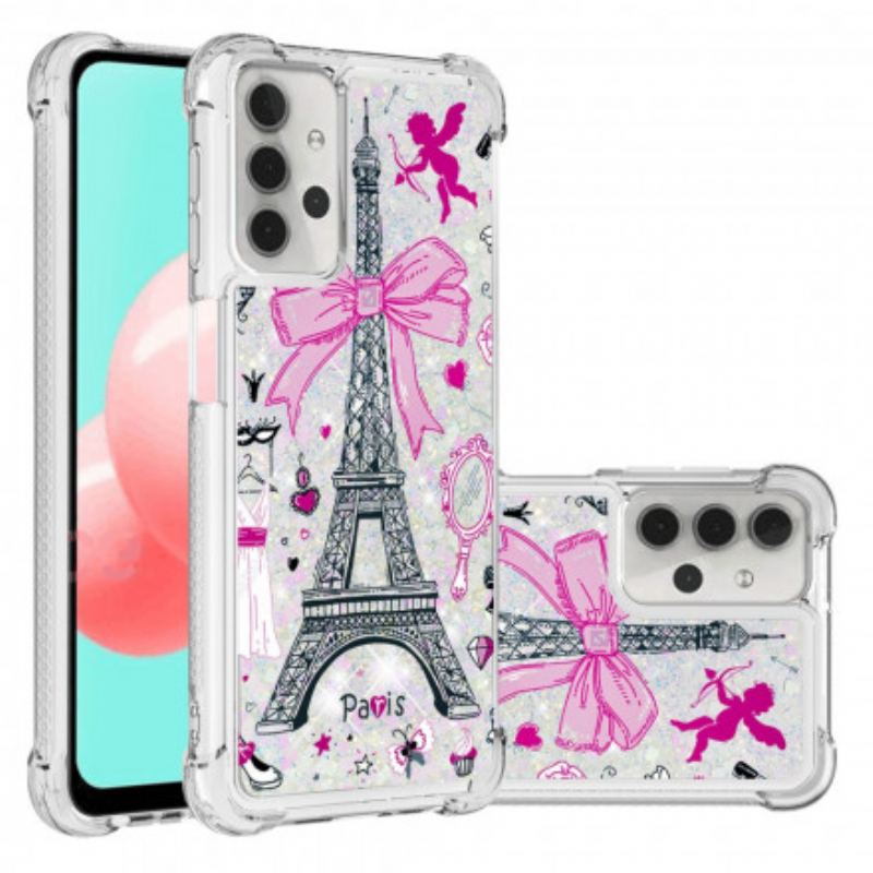 Coque Samsung Galaxy A32 5G La Tour Eiffel Paillettes