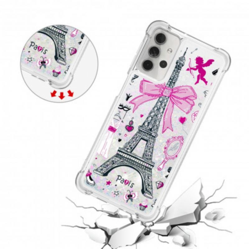 Coque Samsung Galaxy A32 5G La Tour Eiffel Paillettes