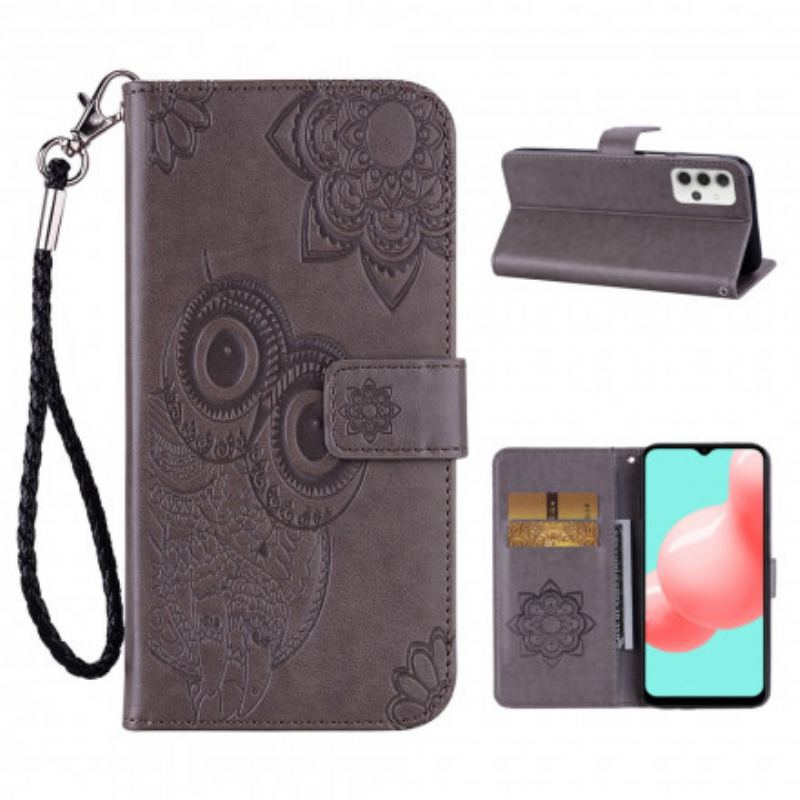 Housse Samsung Galaxy A32 5G Hibou Mandala et Lanière