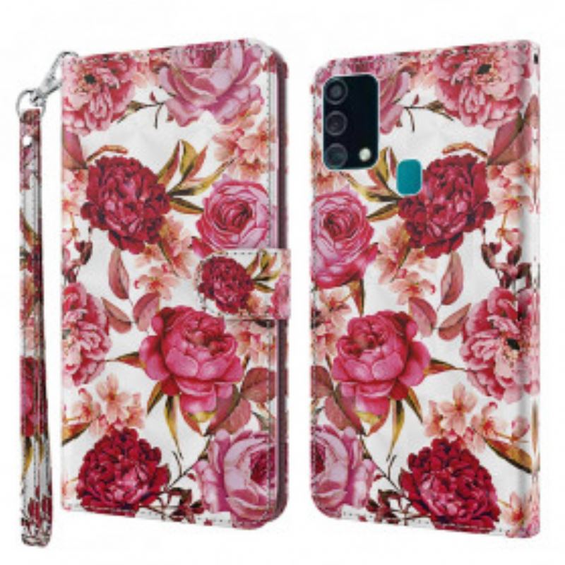 Housse Samsung Galaxy A32 5G Light Spot Roses avec Lanière